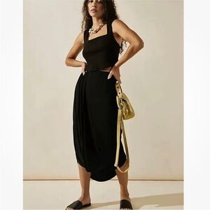 Free People FP Beach Daphne Midi Elegant Black Women's Skirt size small.